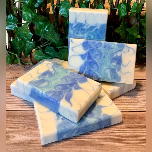 Hand Crafted Artisan Soap with Oatmeal in an Ocean Pattern (One) - Picture 8 of 9